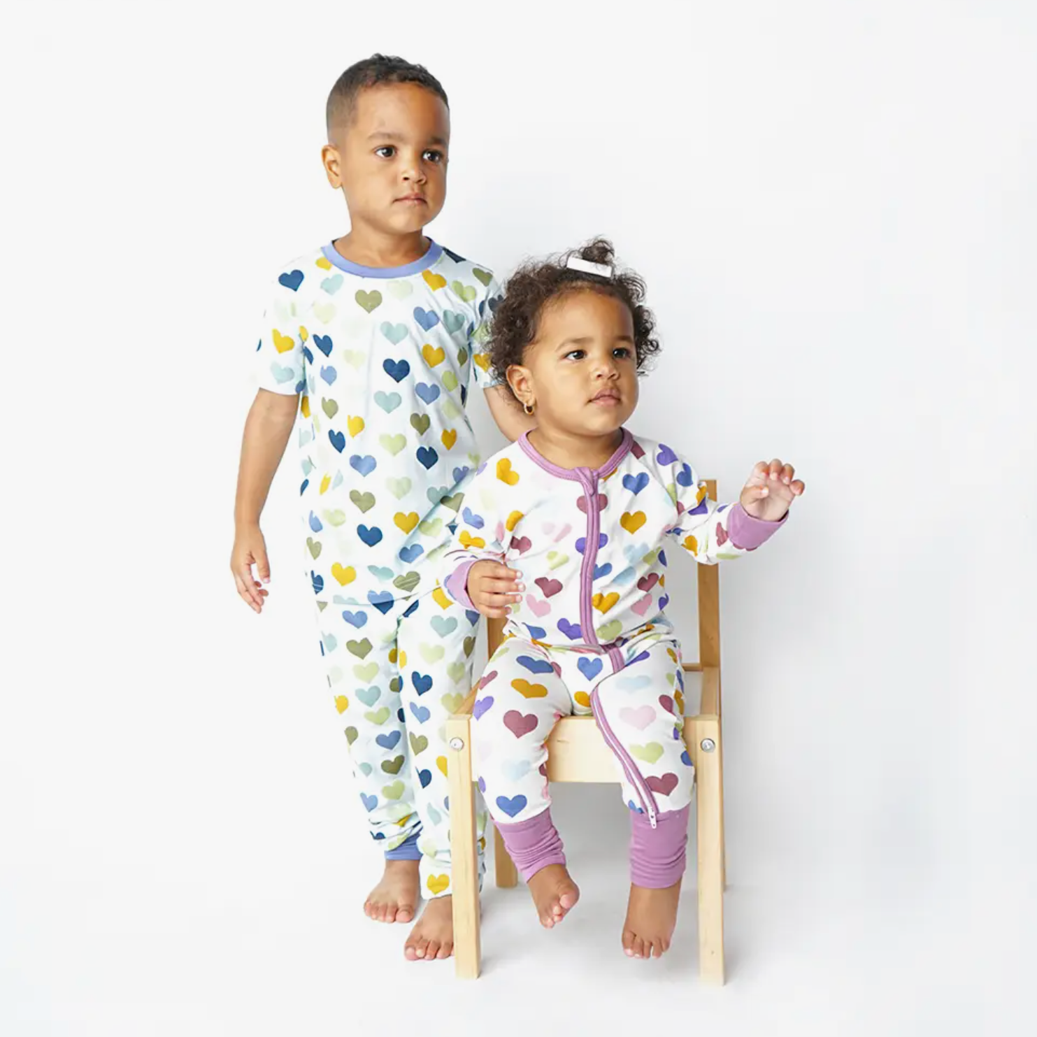 heart bamboo baby convertible footie pajamas in purple