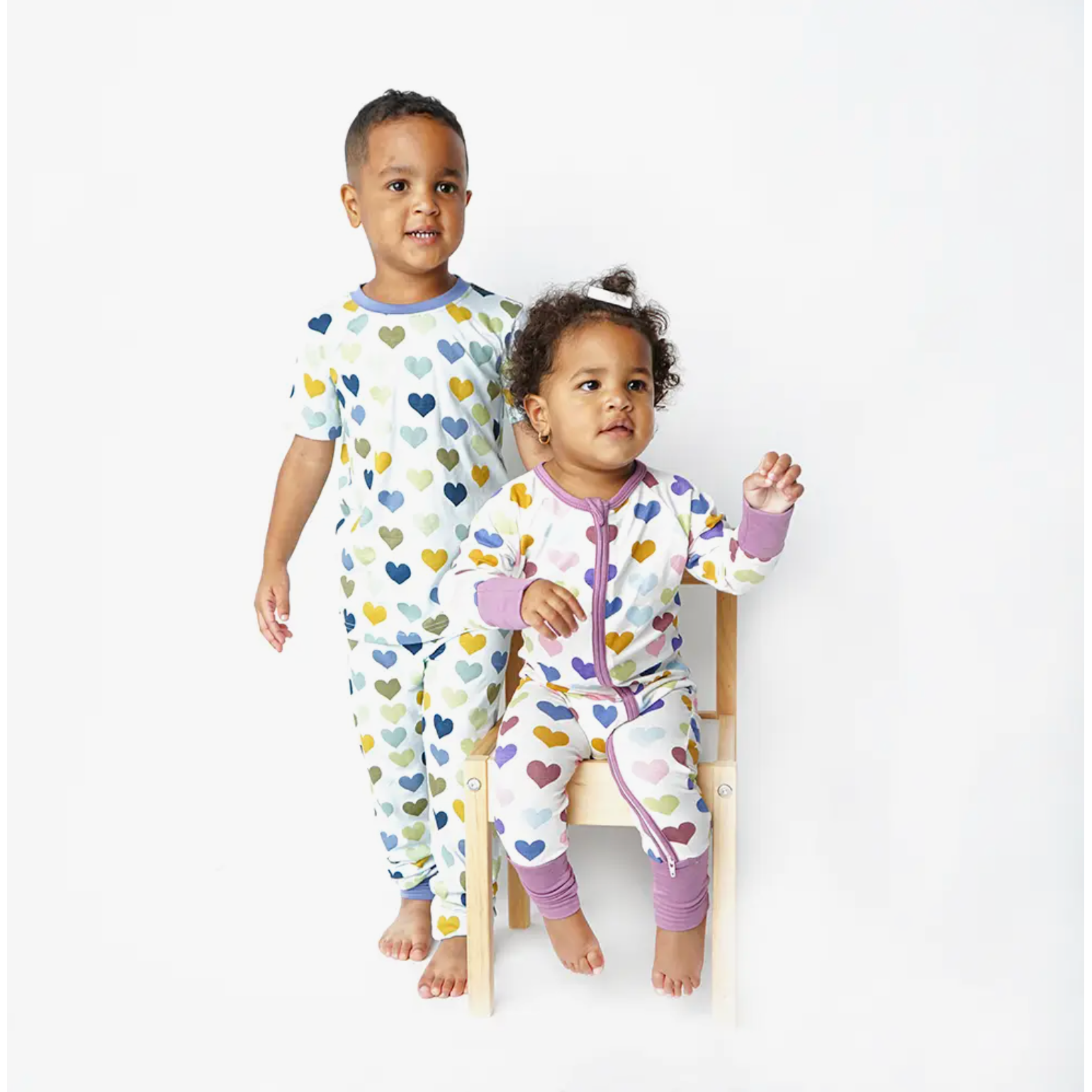 heart bamboo baby convertible footie pajamas in purple