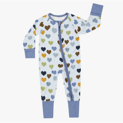 Copy of heart bamboo baby convertible footie pajamas | blue