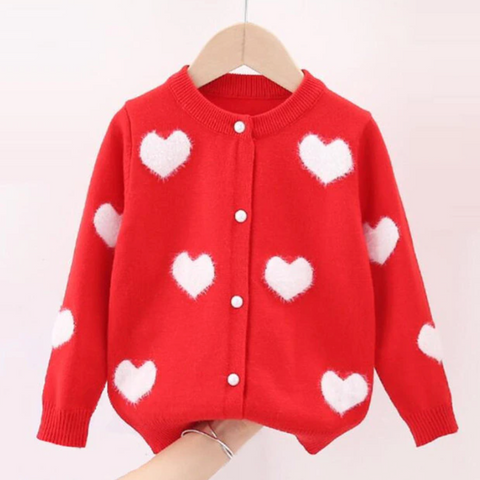 heart cardigan | red