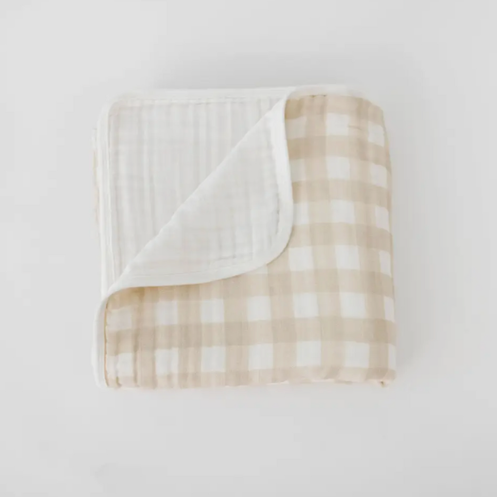 organic muslin baby blanket | plaid