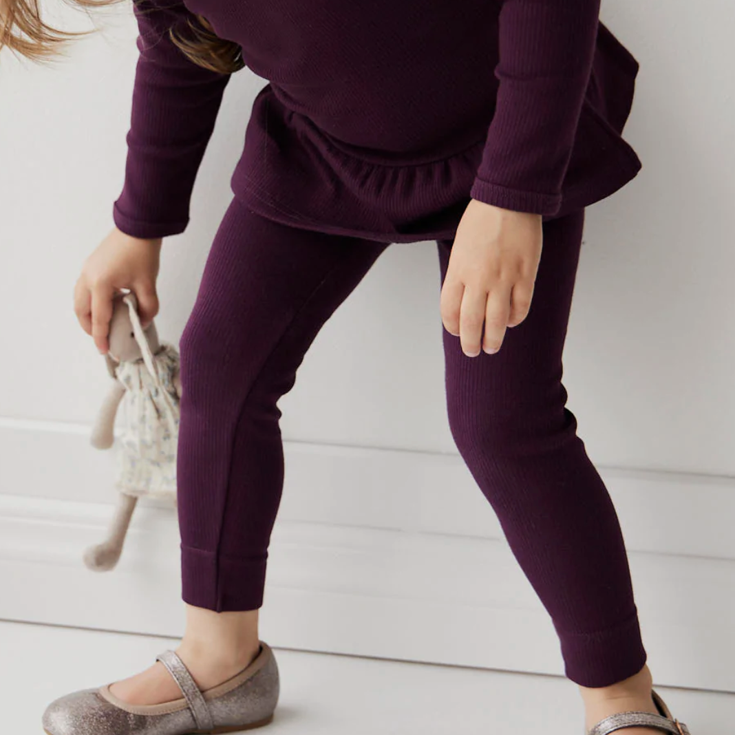 organic cotton fine rib legging | sugar plum