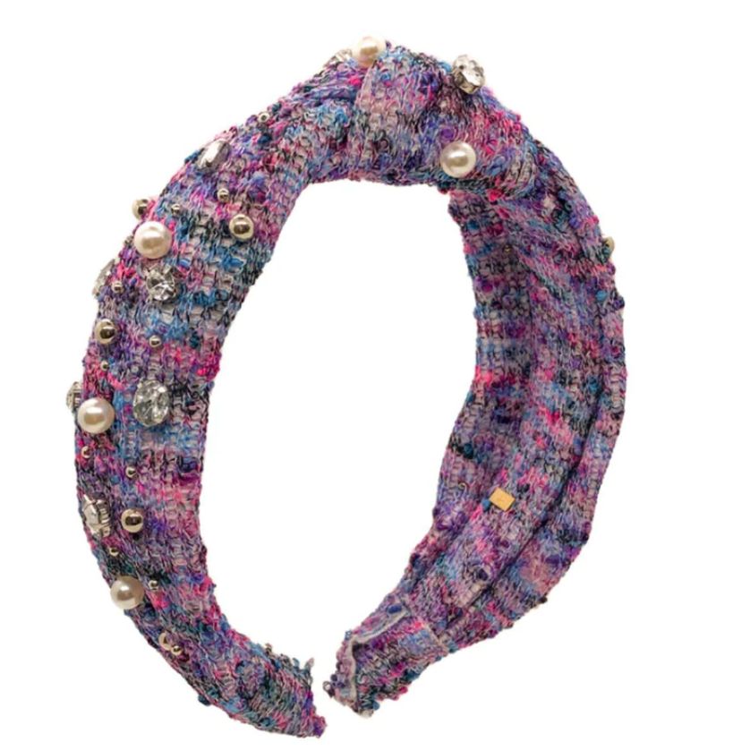 tweed jeweled knot headband