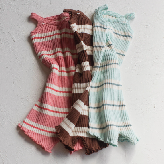 kealia knit romper | striped coral