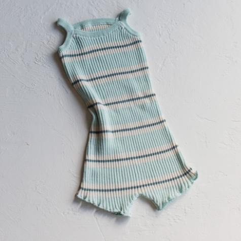 kealia knit romper | striped aqua