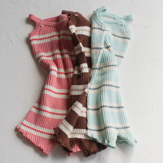 kealia knit romper | striped aqua