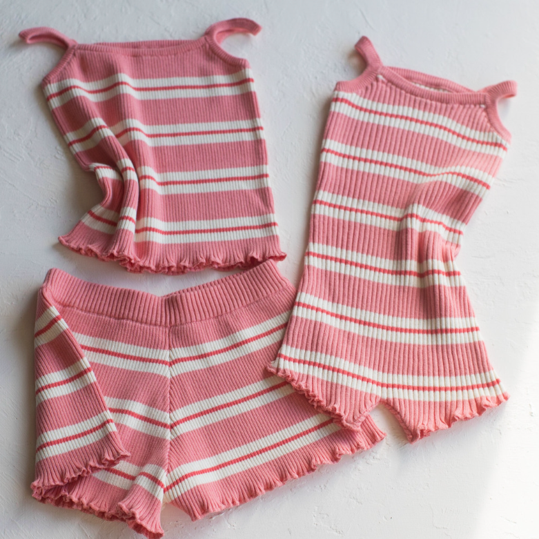 kealia knit tank | striped coral