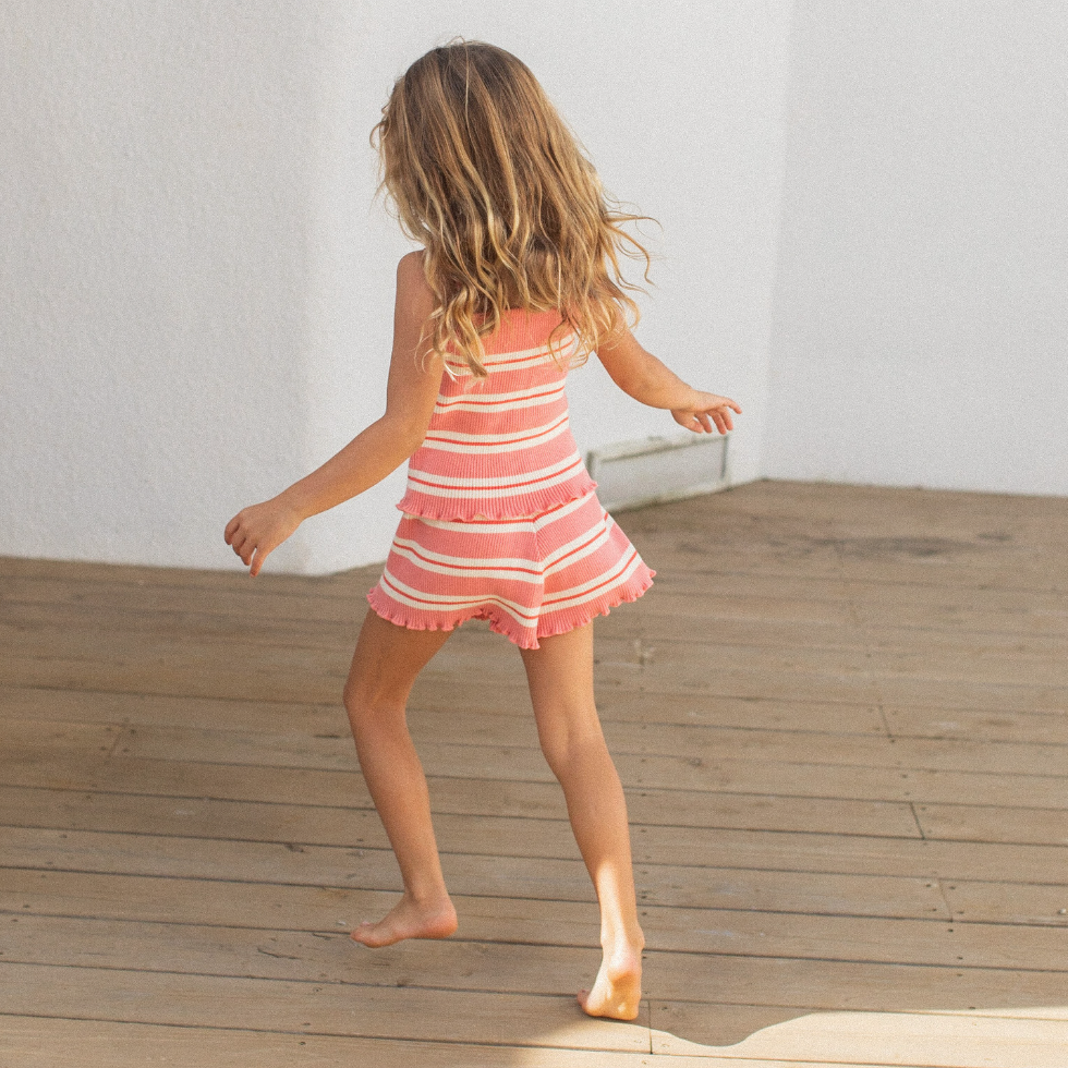 kealia knit tank | striped coral