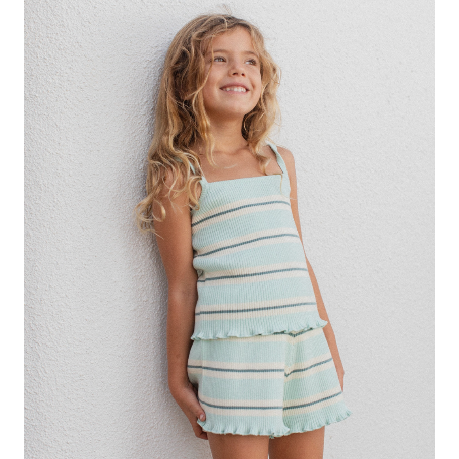 kealia knit tank | striped aqua