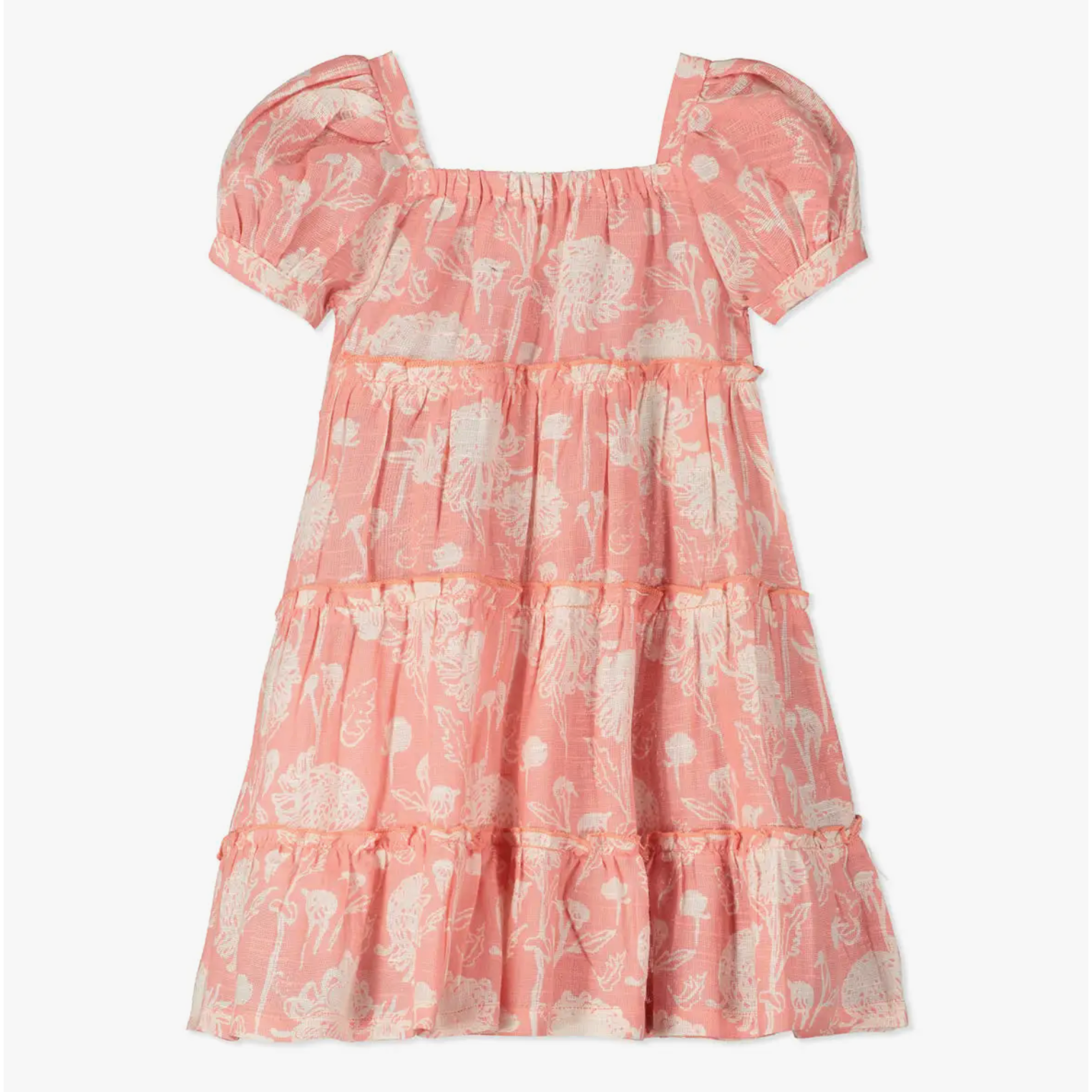 tiered summer dress in pink flower print