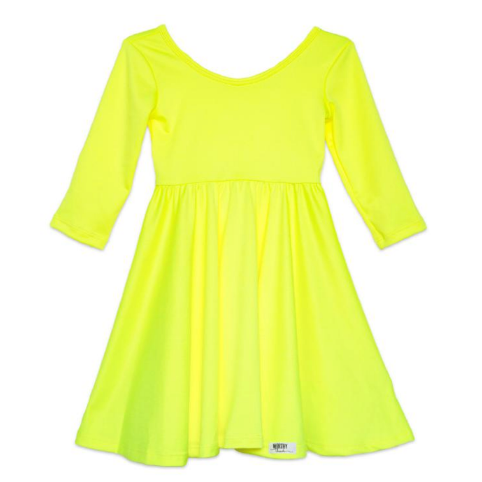 twirly dress | neon yellow