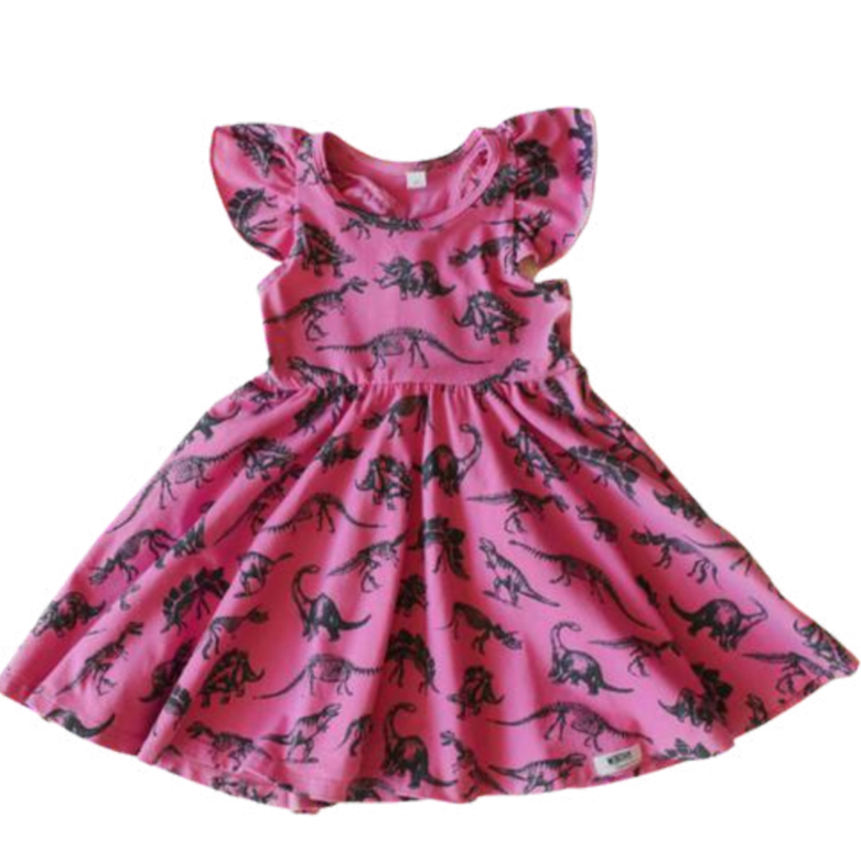 racer back dress | pink dino