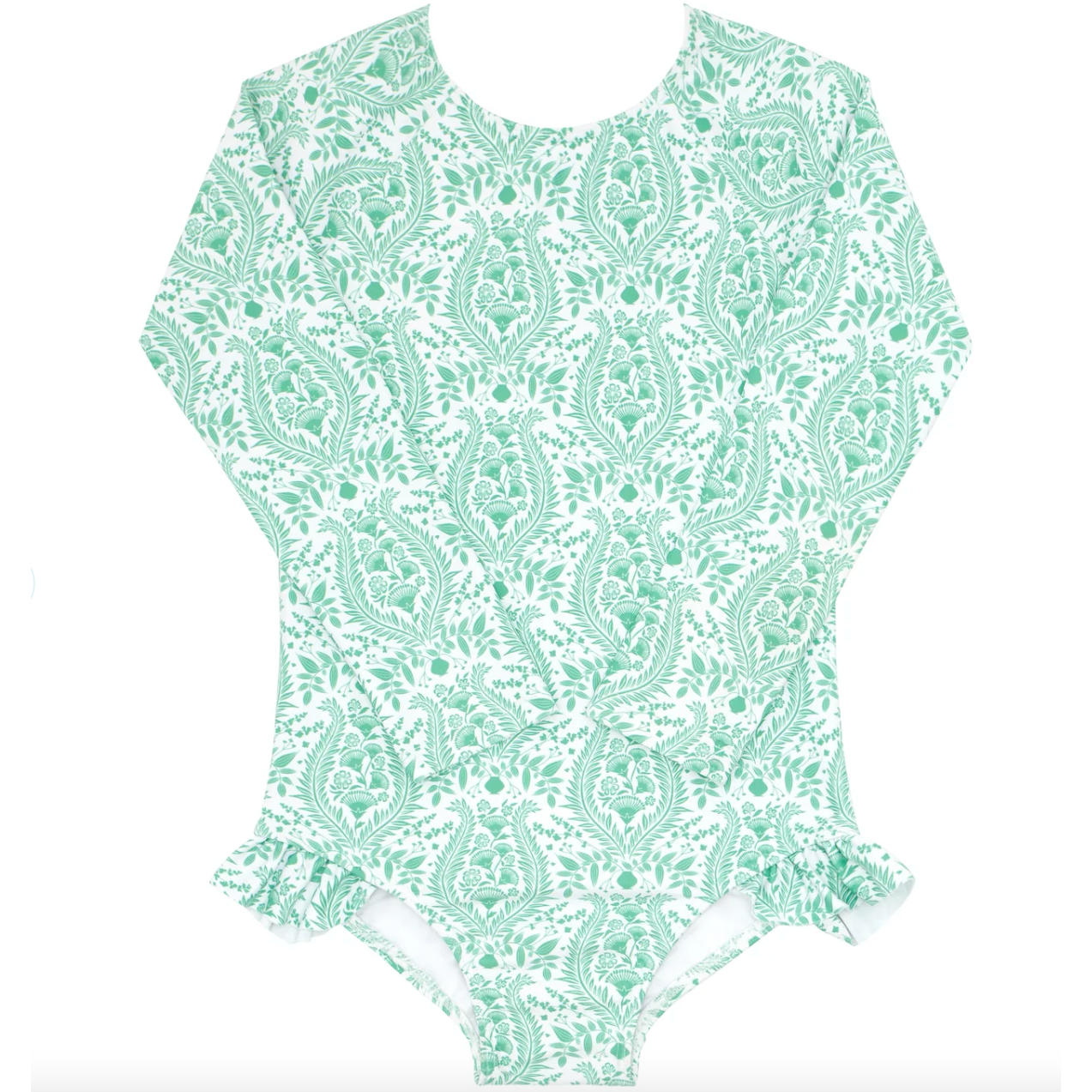 girls abaco green paisley rashguard one piece