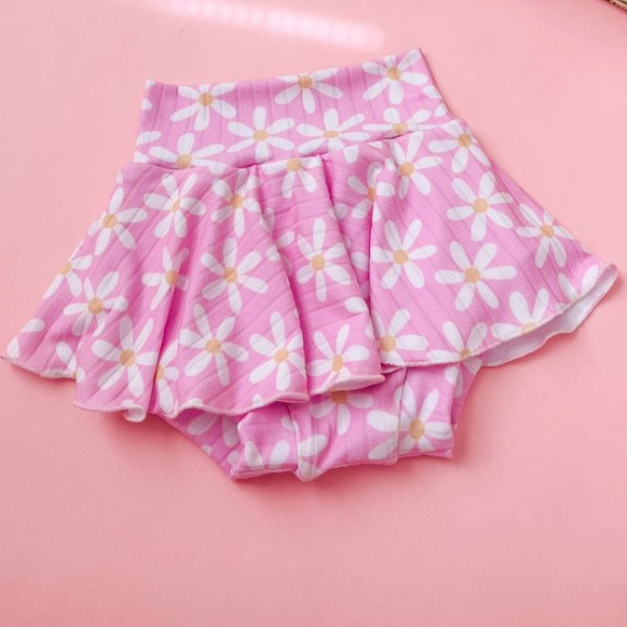 skirted bummie | pink daisy