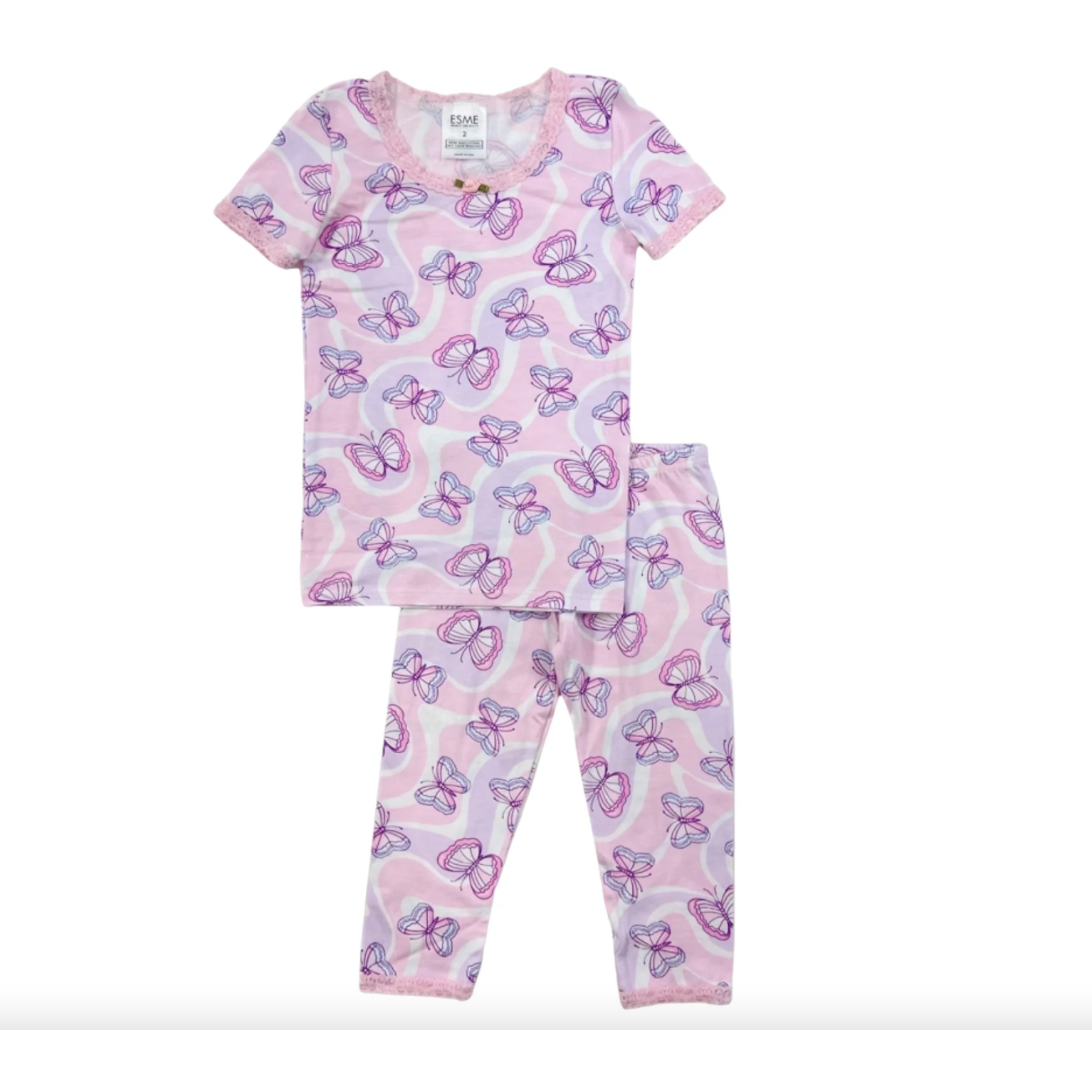 short sleeve pajama set in butterfly