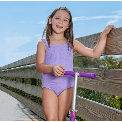 girls one-piece crinkle swimsuit  | periwinkle