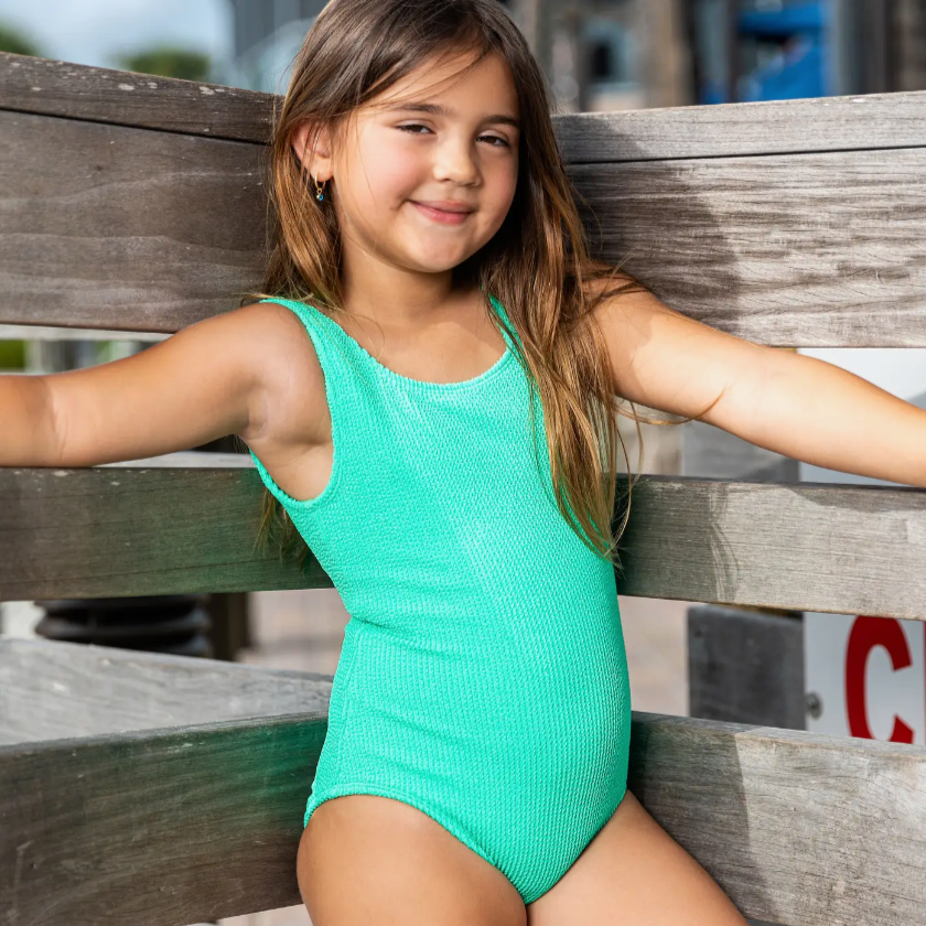 Crinkle fabric swimsuit sales