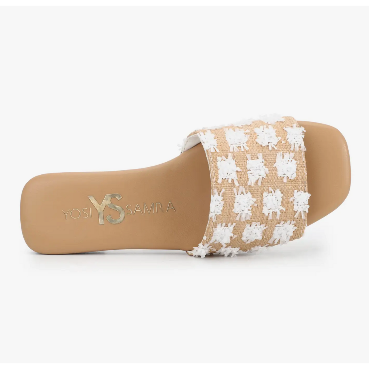 miss reese slide | white pom raffia