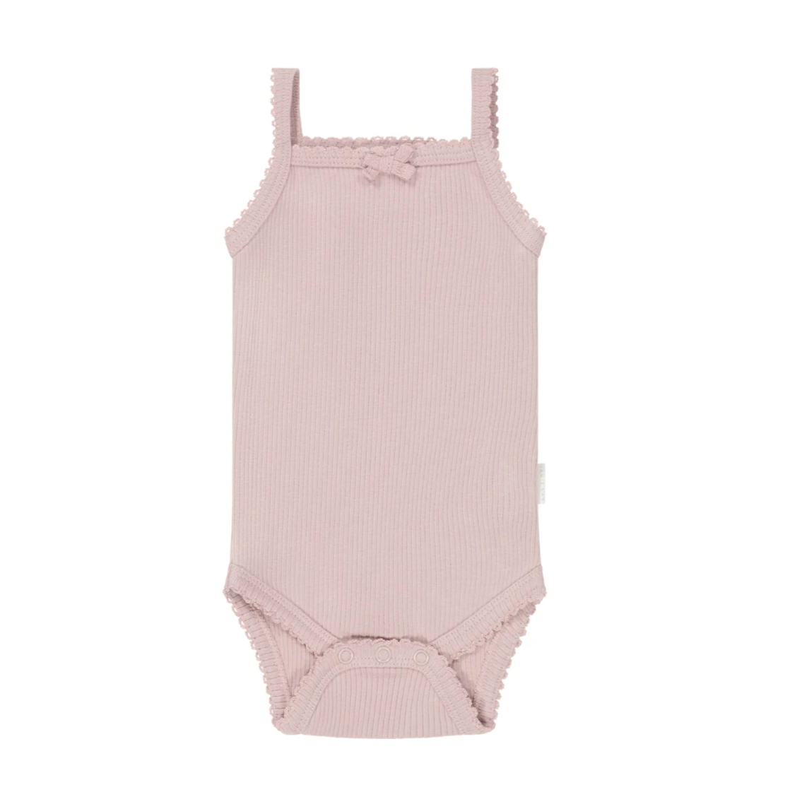 organic cotton fine rib lacie singlet bodysuit | powder pink