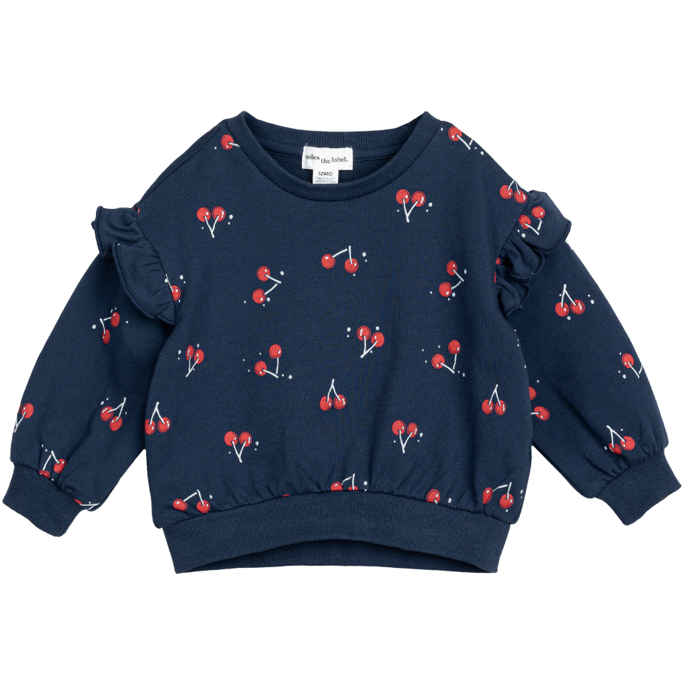 cherry ruffle sweatshirt | navy