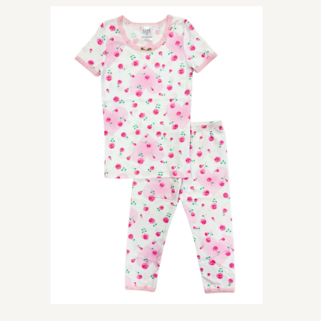 short sleeve pajama set in rose