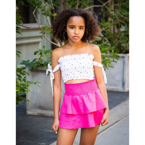 jules mini skirt | pink floral polka dot