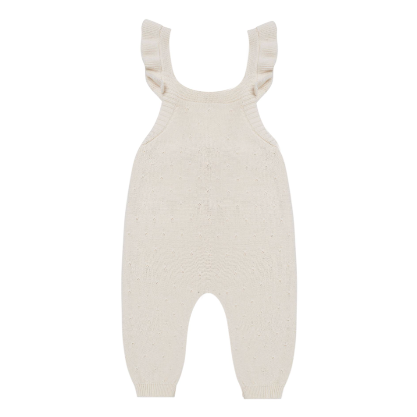 pointelle knit overalls | natural