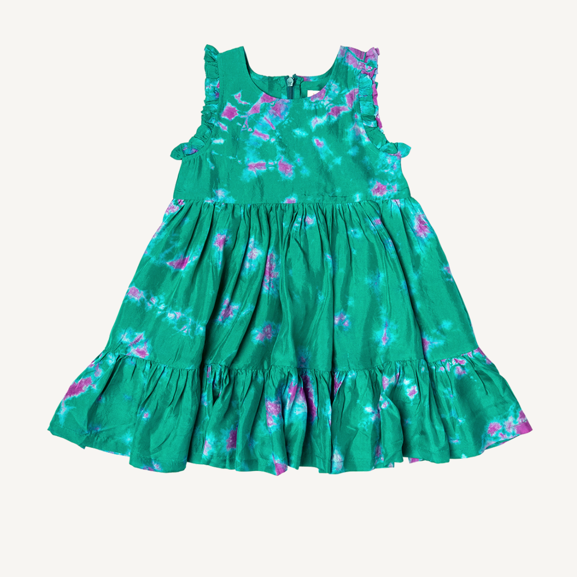 silk kelsey dress | green & magenta
