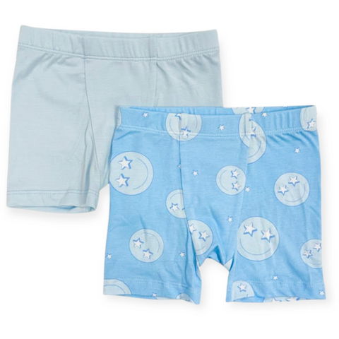 2 piece boxer set in blue smiley