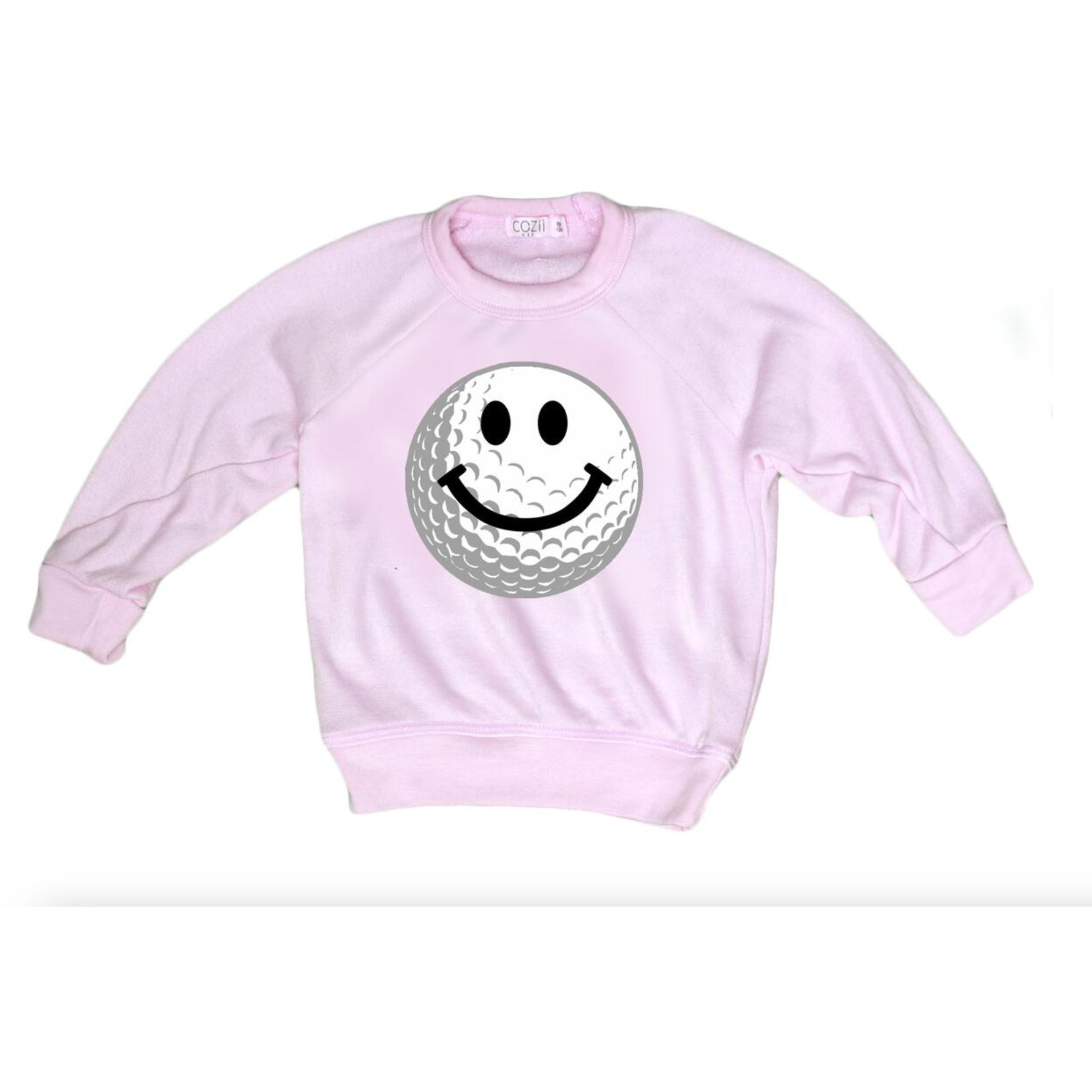 long sleeve happy face crew | light pink