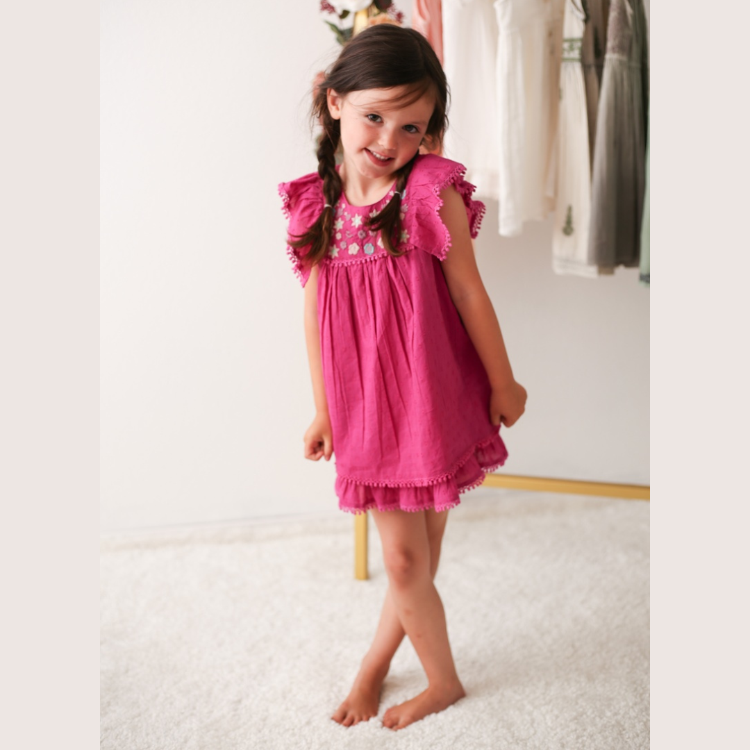 arya mini dress in hot pink