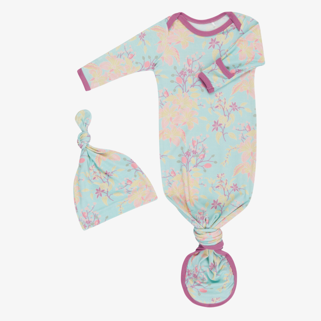 Summer Florals Aqua Gown & Hat