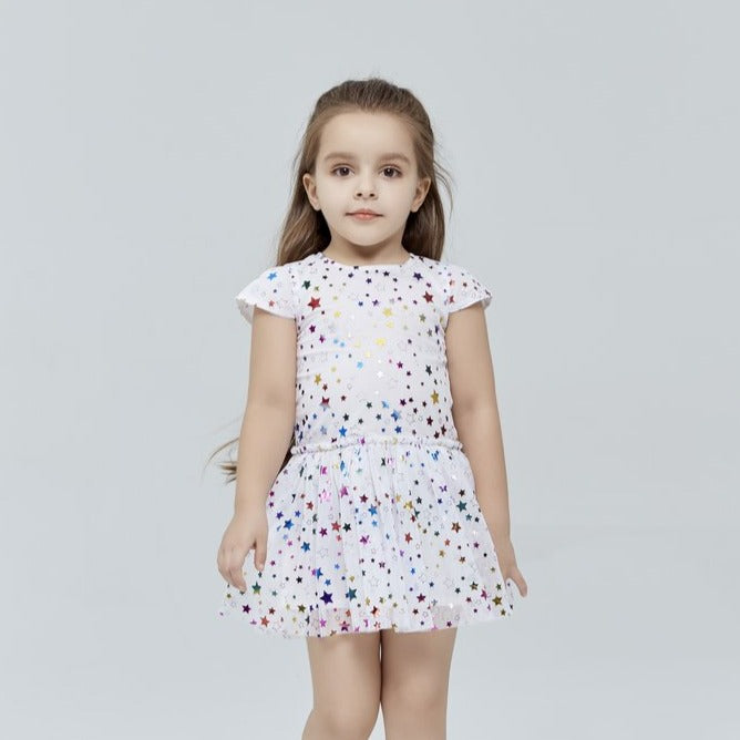 all over stars lace dress