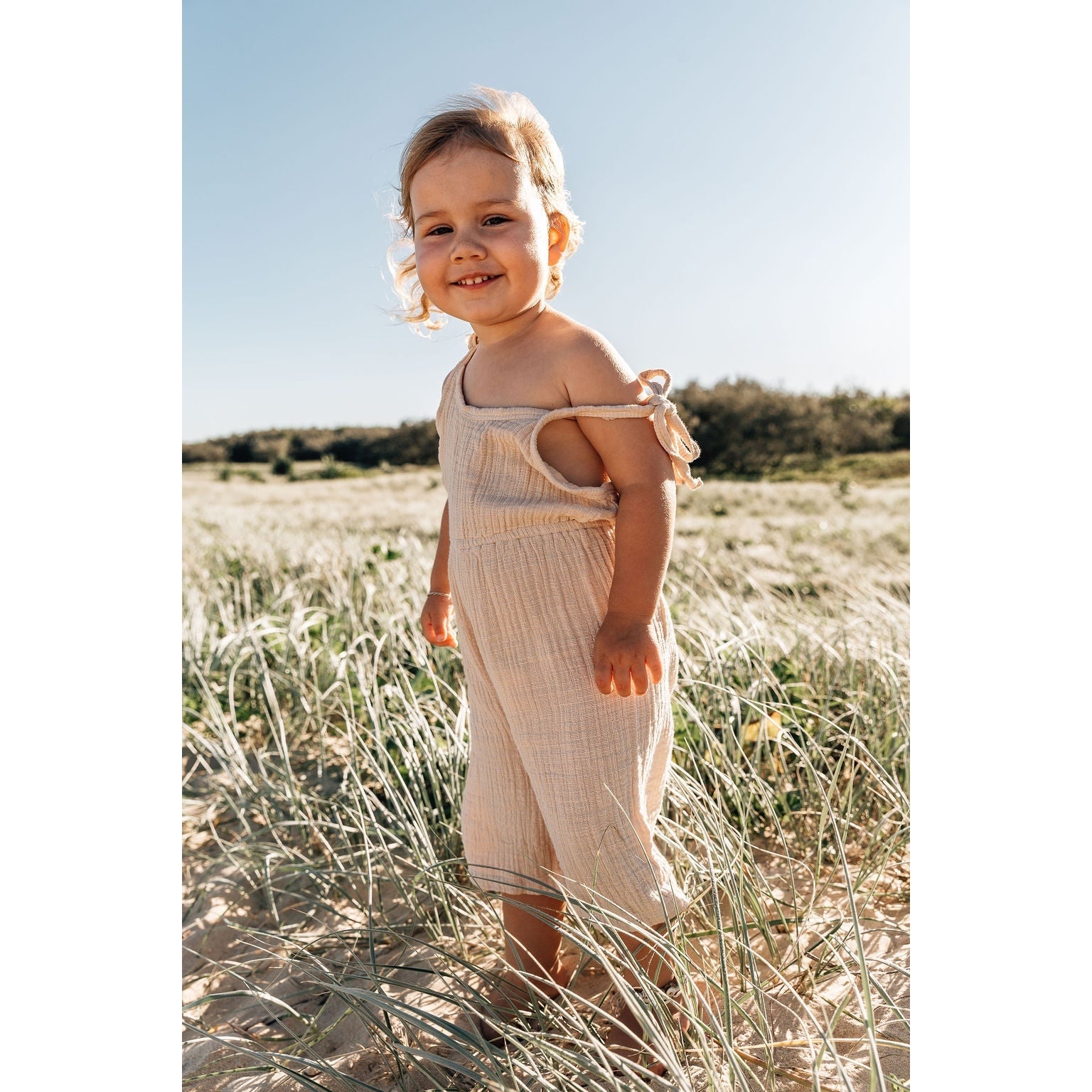 aubrey muslin romper in sand