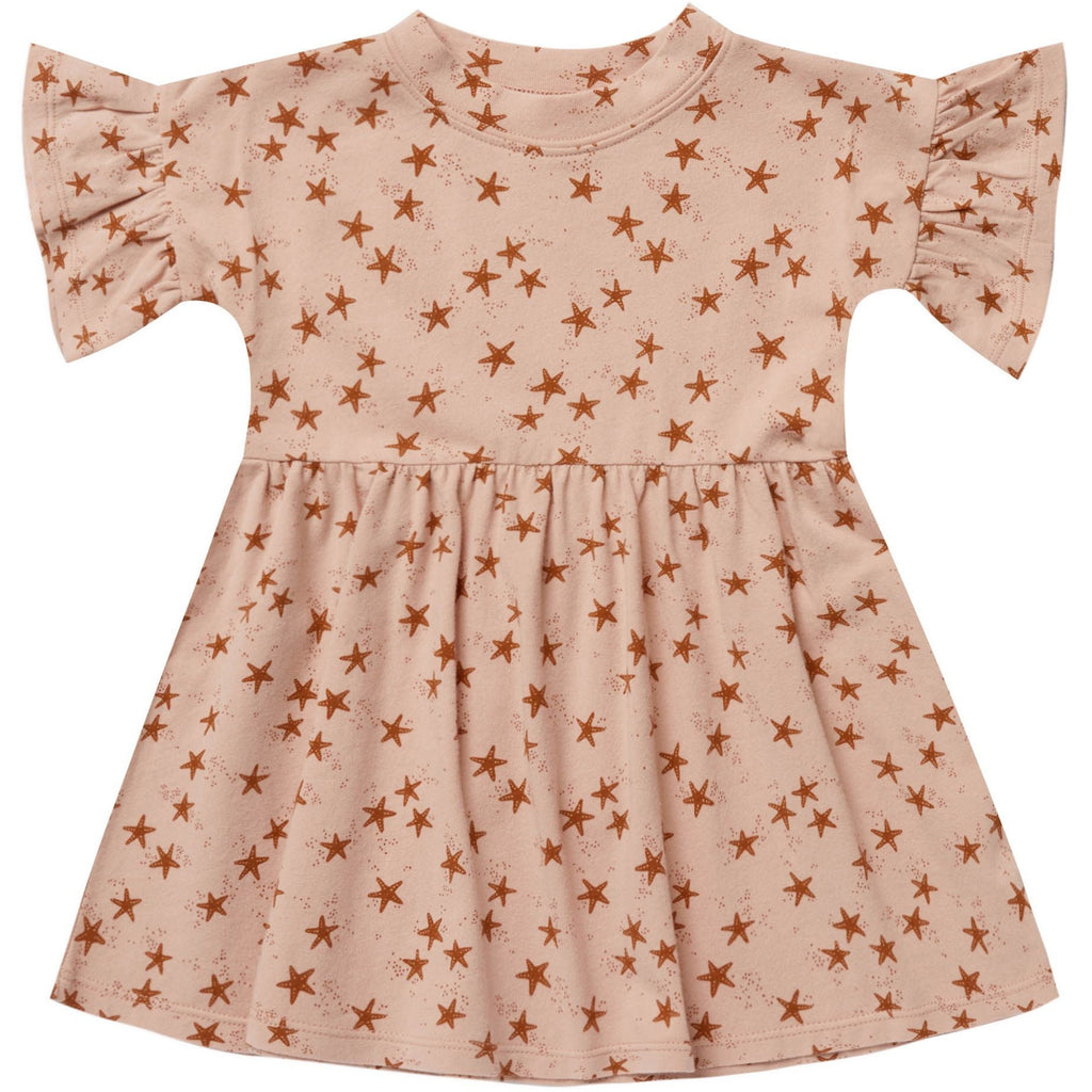 ruffle sleeve dress in starfish
