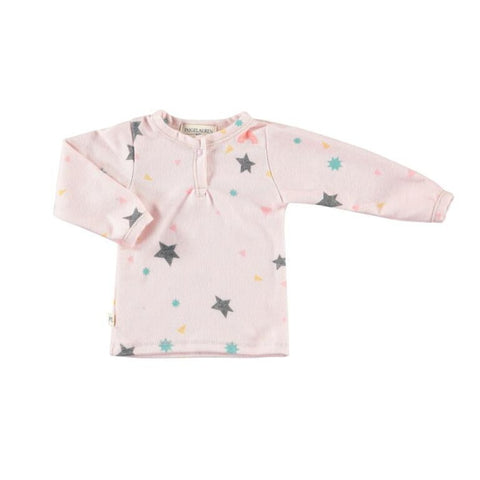 baby hacci confetti l/s henley tee and legging set | pink