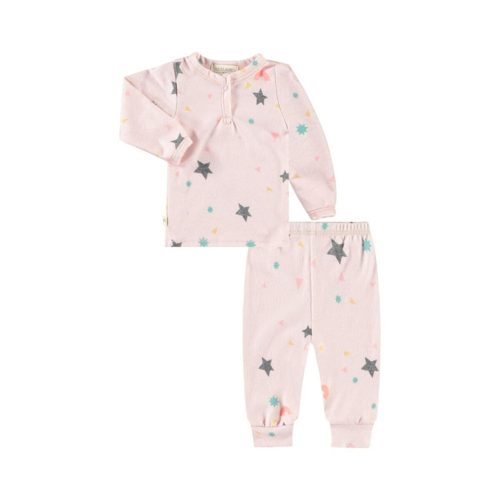 baby hacci confetti l/s henley tee and legging set | pink