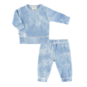 baby hacci loungewear in blue tie dye