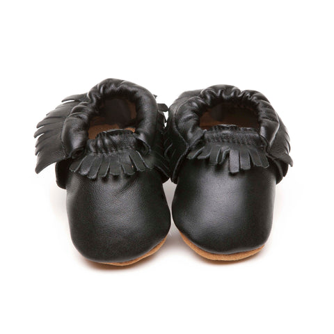 baby moccasins in black