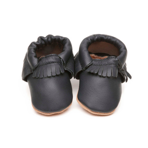baby moccasins in black