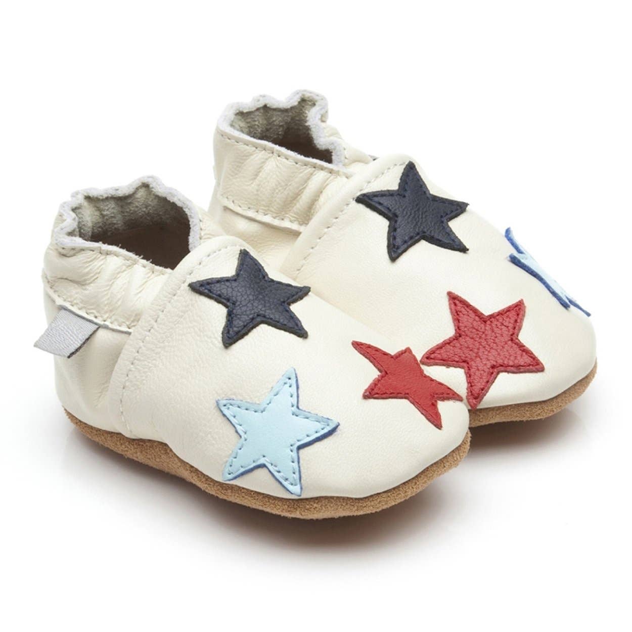 baby moccasins in cream stars