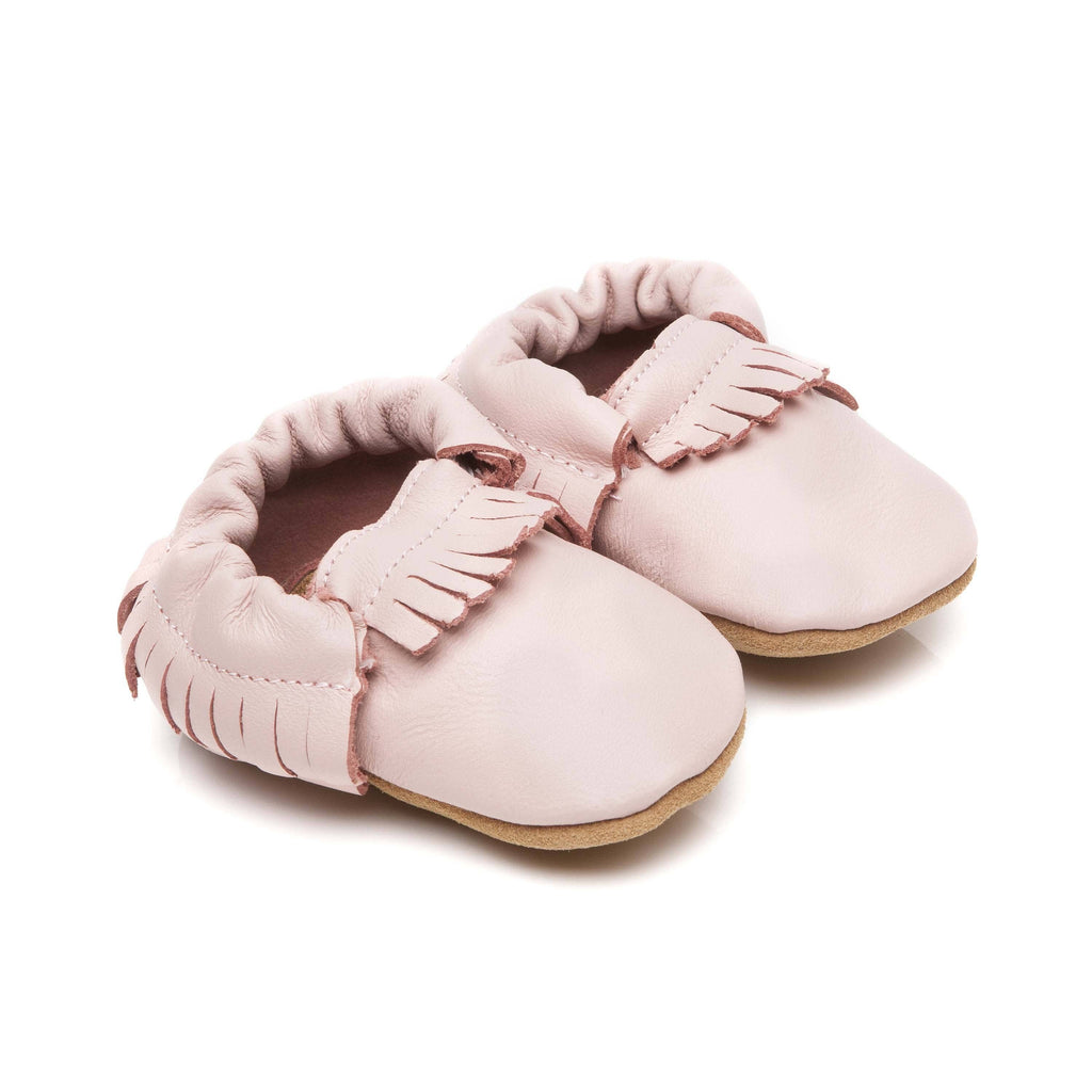 baby moccasins in pink