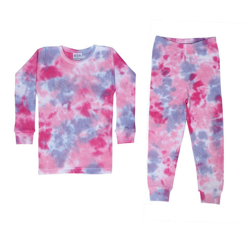 baby steps 2 piece thermal pajamas in diva tie dye