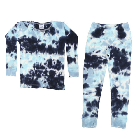 baby steps 2 piece thermal pajamas in ocean tie dye