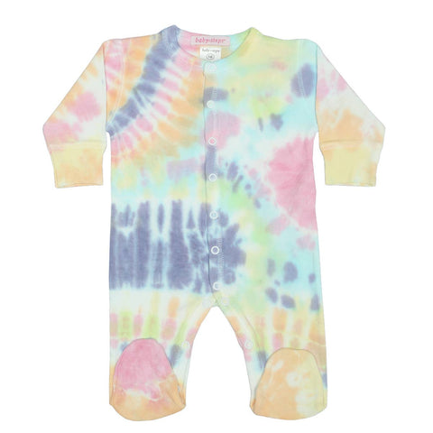footie pajamas in izzy tie dye