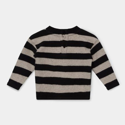 baby striped sweater in black/beige