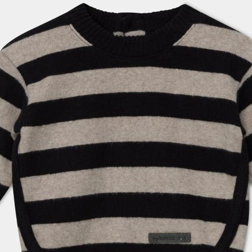 baby striped sweater in black/beige