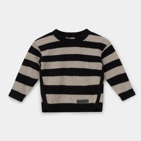 baby striped sweater in black/beige