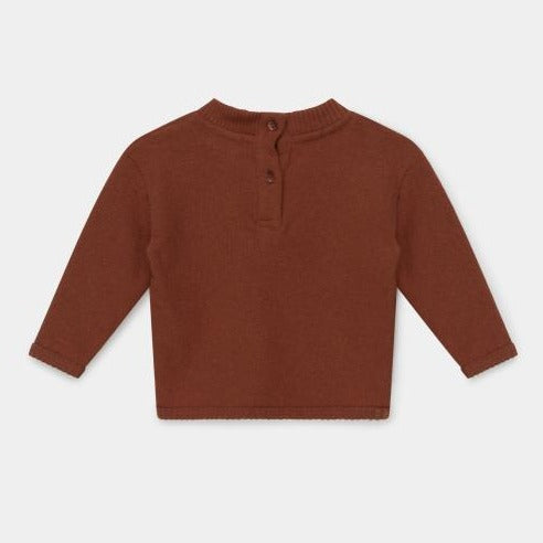 baby sweater in brown