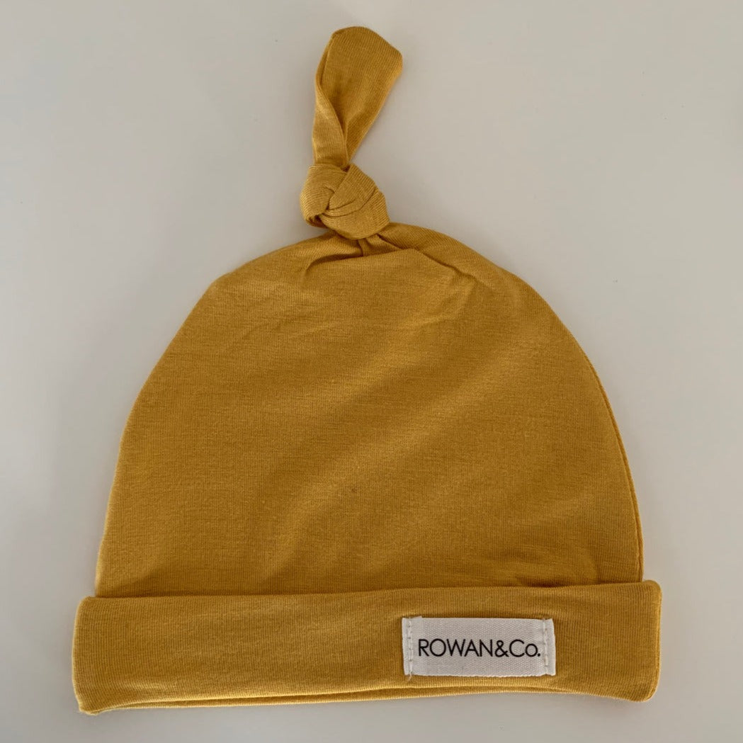 beanie in mustard yellow